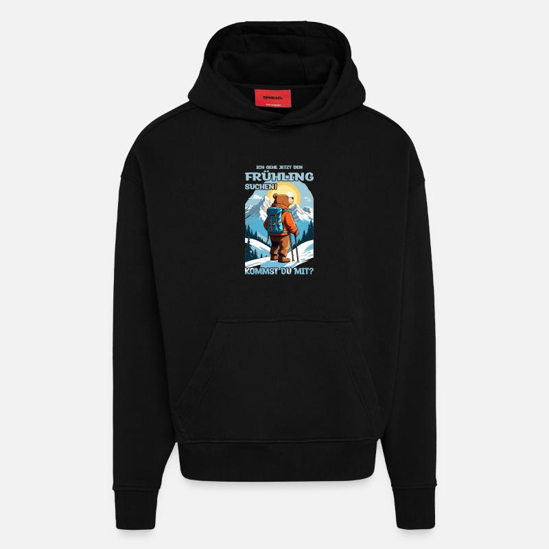 Bär sucht den Frühling - Hoodie- made by SPREAD  - SOLID BLACK