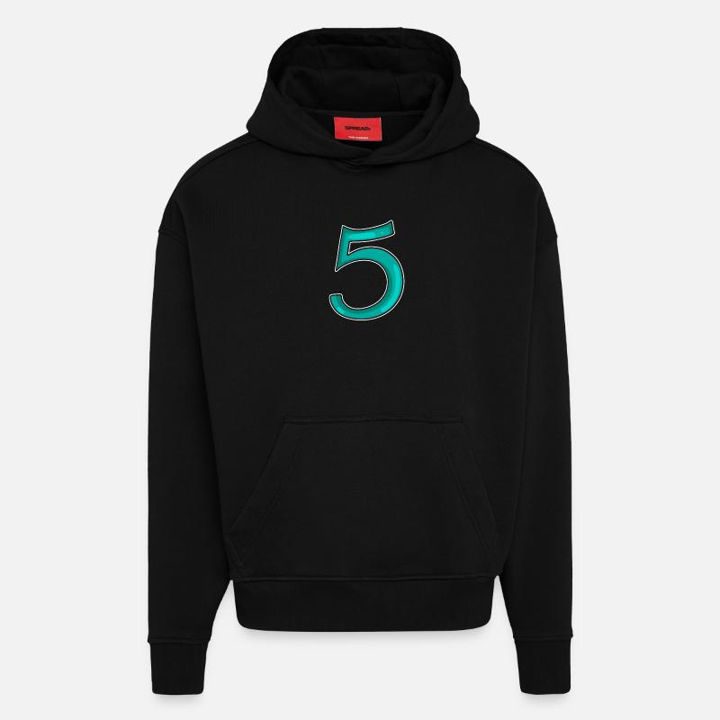 5 - Five - Hoodie- made by SPREAD - SOLID BLACK