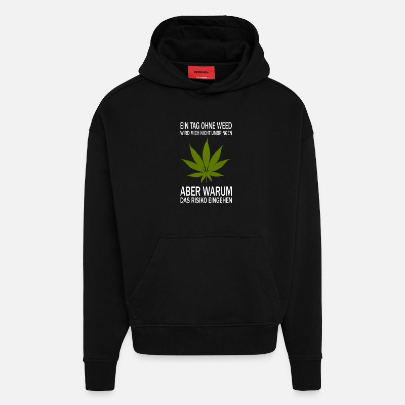 Une journée sans herbe - Sweat à capuche bio épais oversize fabriqué en UE - SOLID BLACK