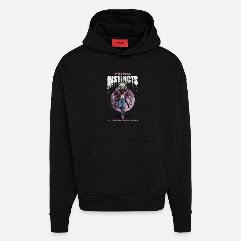 Loup-garou la nuit - Sweat à capuche bio épais oversize fabriqué en UE - SOLID BLACK