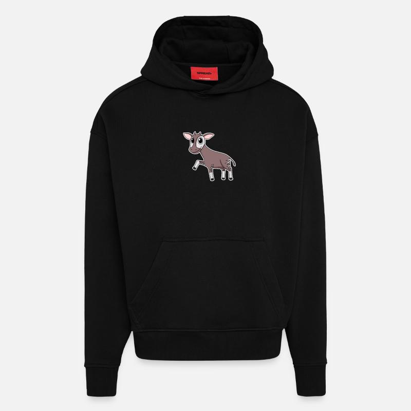 Okapi forest giraffe motif - Hoodie- made by SPREAD - SOLID BLACK