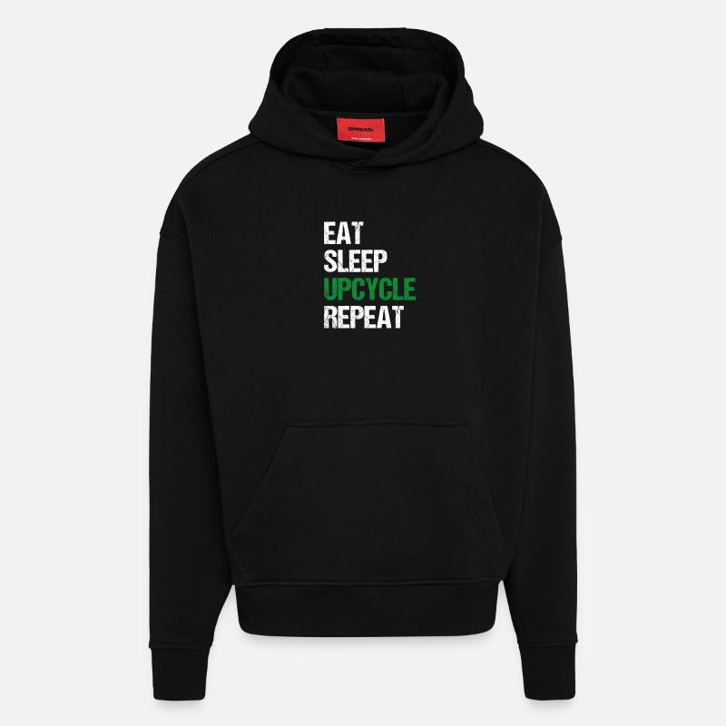 Upcycle Repeat - Hoodie- made by SPREAD  - SOLID BLACK