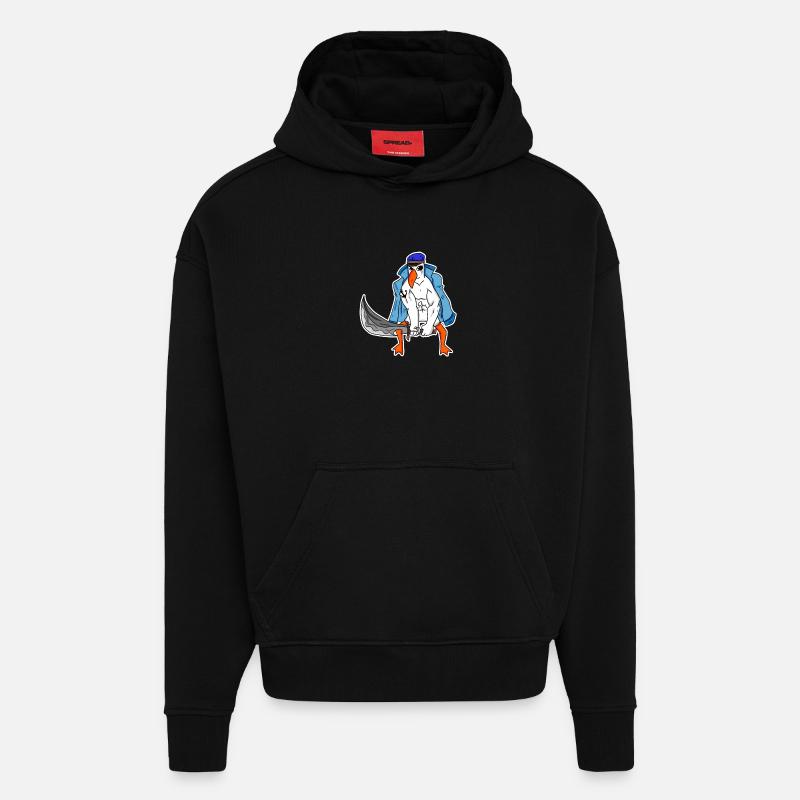 Muscles de la mouette - Sweat à capuche bio épais oversize fabriqué en UE - SOLID BLACK