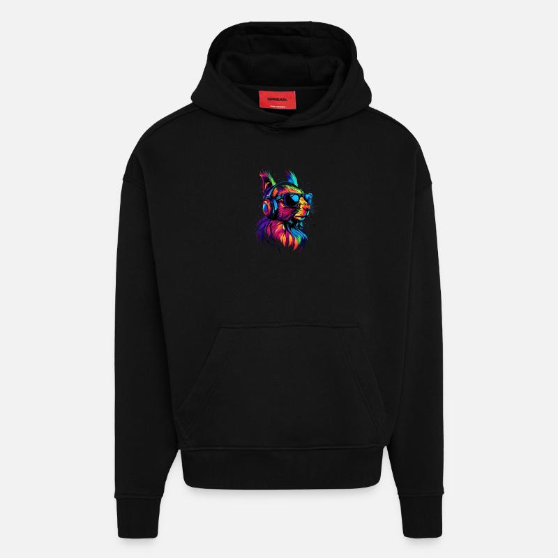 Eichhörnchen Kopfhörer Bunt Popart DJ Eichhörnchen - Hoodie- made by SPREAD  - SOLID BLACK