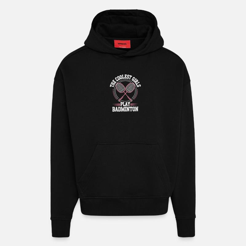 Conception de fille de badminton - Sweat à capuche bio épais oversize fabriqué en UE - SOLID BLACK