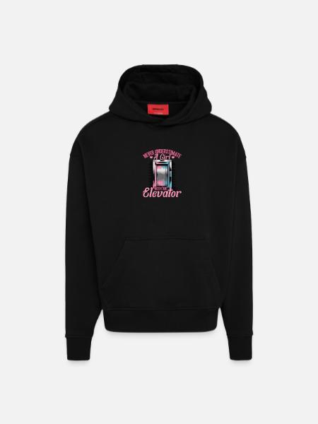 Elevator toddler & kids - Hoodie- made by SPREAD  - SOLID BLACK