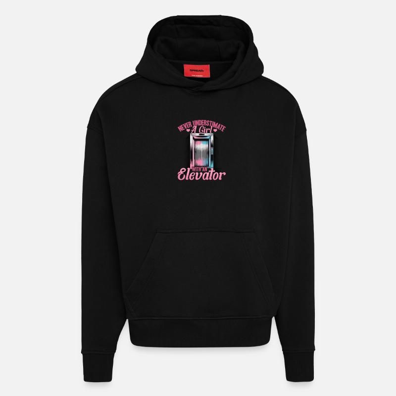 Ascenseur pour tout-petits et enfants - Sweat à capuche bio épais oversize fabriqué en UE - SOLID BLACK