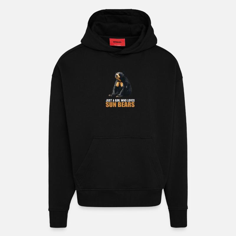 Ours du Soleil Ours Malais - Sweat à capuche bio épais oversize fabriqué en UE - SOLID BLACK