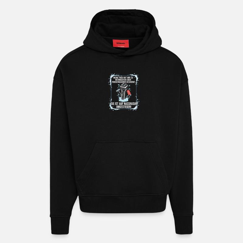 Cadeau de rasoir à sec - Sweat à capuche bio épais oversize fabriqué en UE - SOLID BLACK