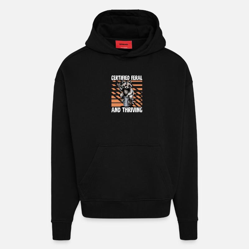 Drôle de raton laveur - Sweat à capuche bio épais oversize fabriqué en UE - SOLID BLACK