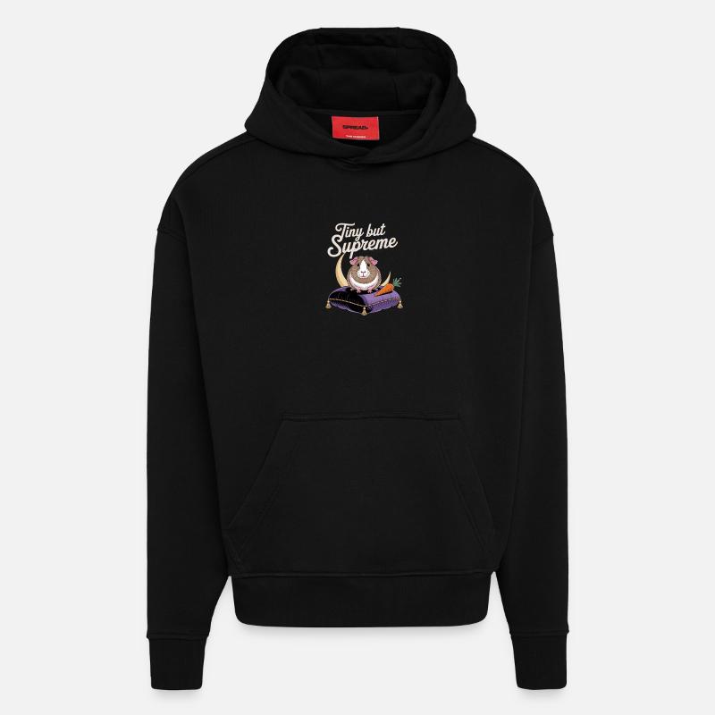 Minuscule mais cochon d’Inde - Sweat à capuche bio épais oversize fabriqué en UE - SOLID BLACK
