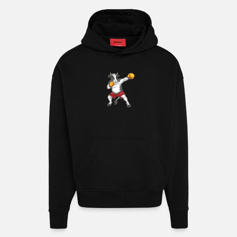 Kuh Boxer Boxhandschuhe Boxen - Hoodie- made by SPREAD - SOLID BLACK
