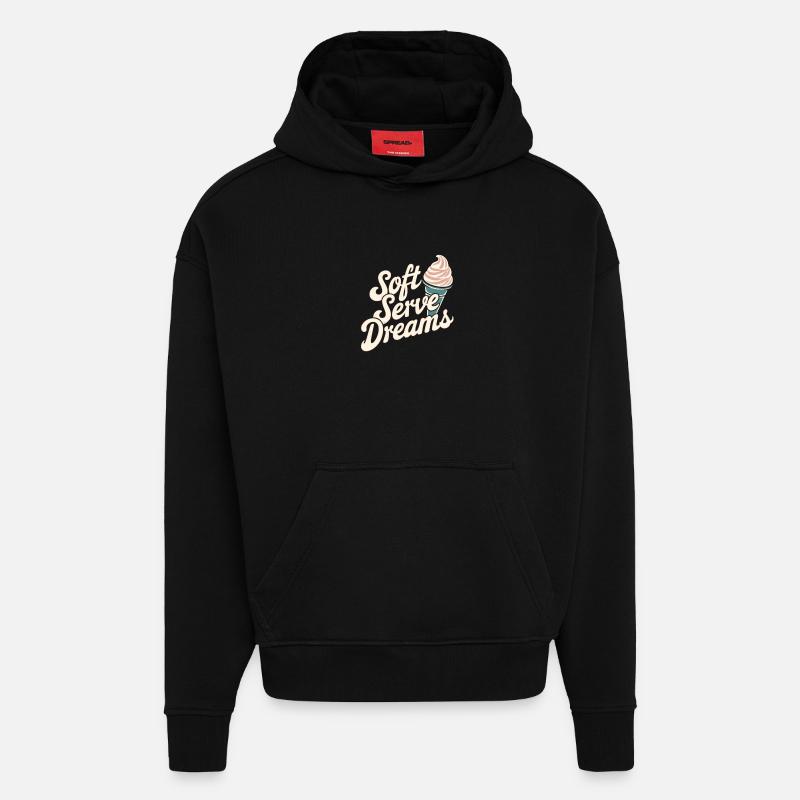 Soft Serve Dreams – Glace rétro - Sweat à capuche bio épais oversize fabriqué en UE - SOLID BLACK