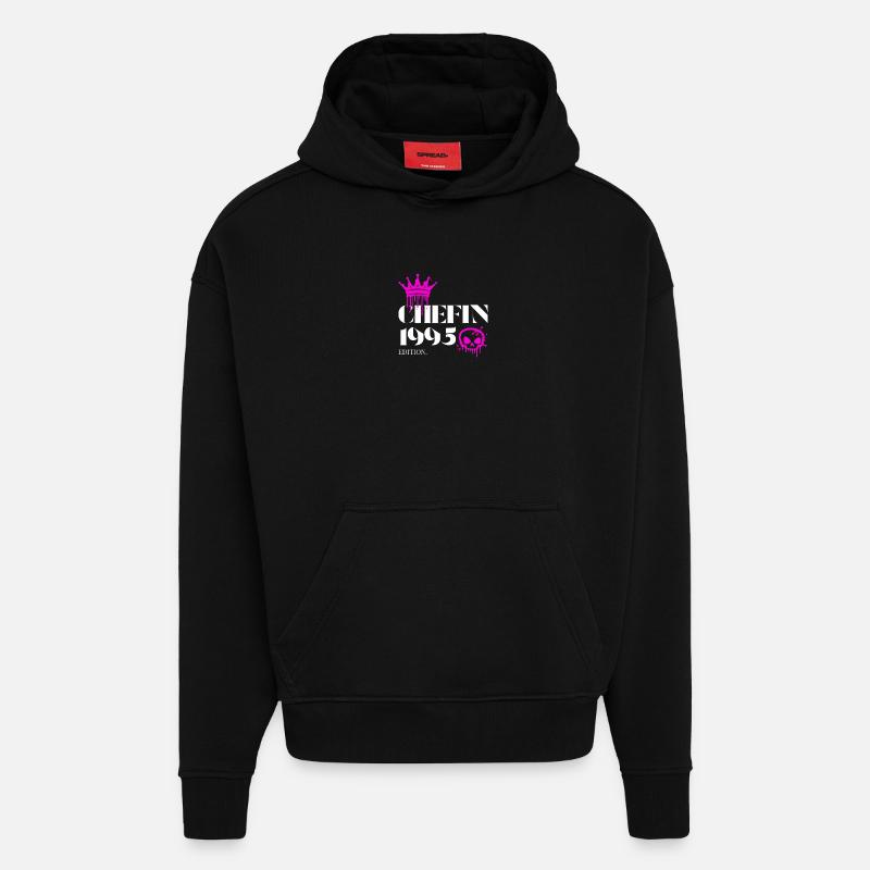 Édition Chefin 1995 30e anniversaire Déclaration - Sweat à capuche bio épais oversize fabriqué en UE - SOLID BLACK