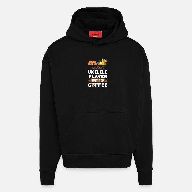 Ukulélé hawaïen ukélé café - Sweat à capuche bio épais oversize fabriqué en UE - SOLID BLACK