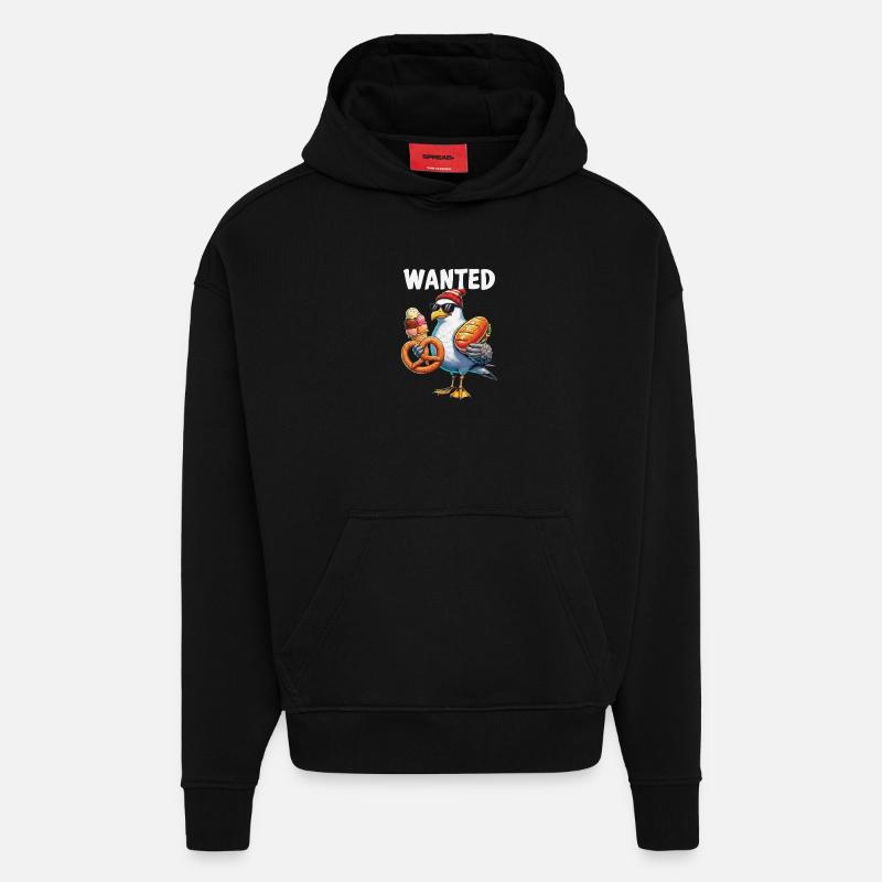 Gesucht Möwe Brezel Eiscreme - Hoodie- made by SPREAD  - SOLID BLACK