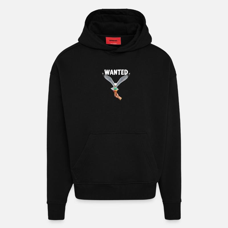 Gesucht Möwe Eiscreme Abenteuer - Sweat à capuche bio épais oversize fabriqué en UE - SOLID BLACK