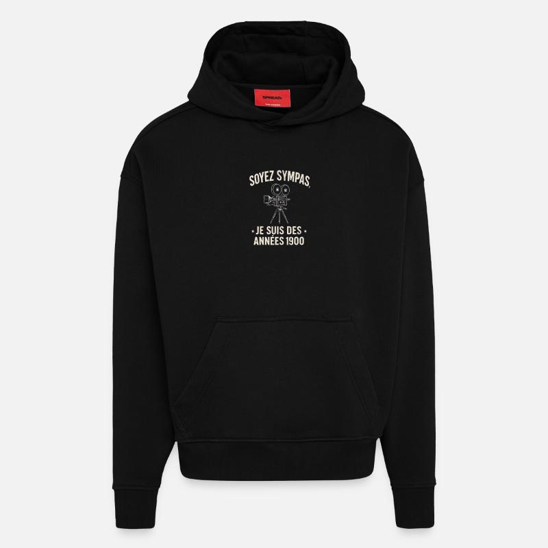 Be Friendly 1900s Retro Camera - Hoodie- made by SPREAD - SOLID BLACK