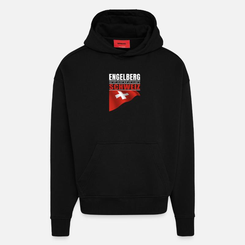 Engelberg - Sweat à capuche bio épais oversize fabriqué en UE - SOLID BLACK