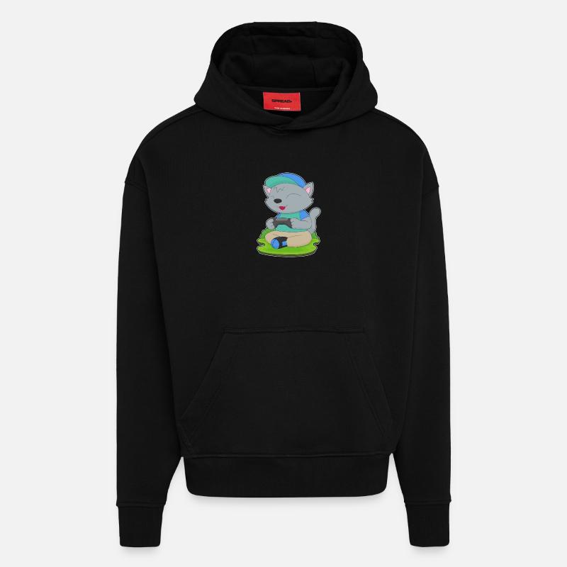 Katze Gamer Controller - Hoodie- made by SPREAD  - SOLID BLACK