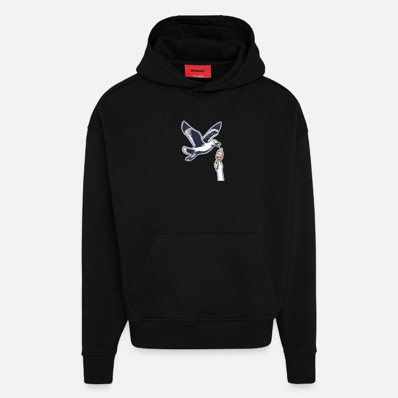 Lustige Möwe Stiehlt Eiscreme - Hoodie- made by SPREAD  - SOLID BLACK