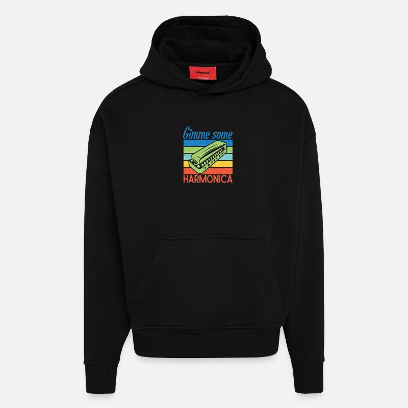 Funny Harmonica Player Gimme Some Harmonica - Hoodie- made by SPREAD  - SOLID BLACK
