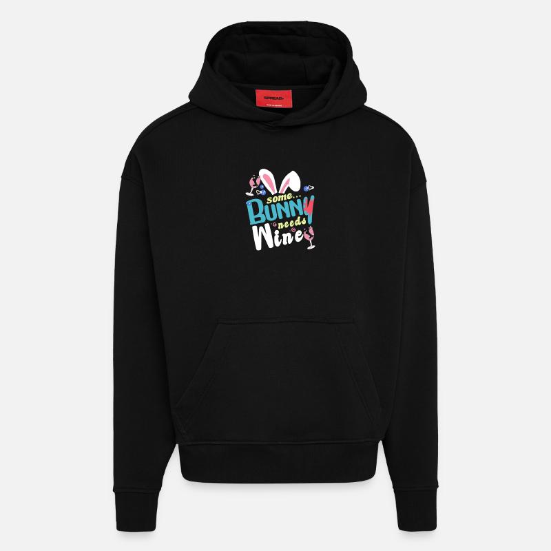 Some rabbit needs some wine - Hoodie- made by SPREAD - SOLID BLACK