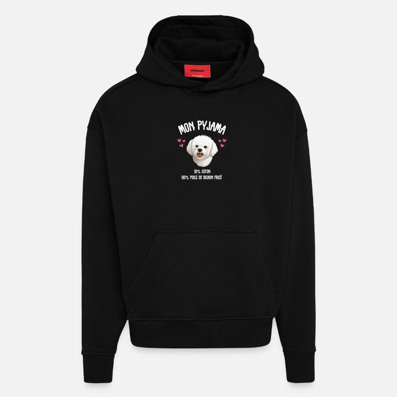 Pyjama Poils de Bichon - Sweat à capuche bio épais oversize fabriqué en UE - SOLID BLACK