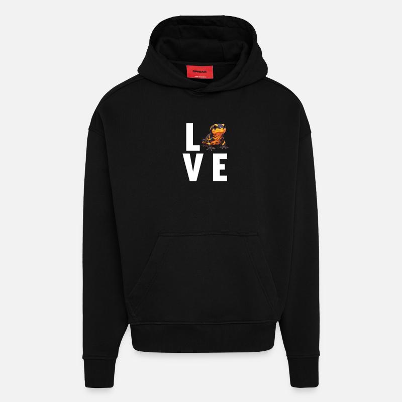 Salamandre de feu Salamandre - Sweat à capuche bio épais oversize fabriqué en UE - SOLID BLACK