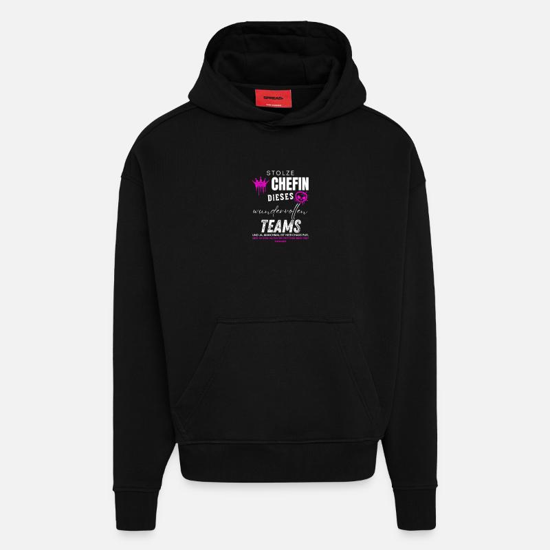 Stolze Chefin wundervolles Team Chefin Geschenke - Sweat à capuche bio épais oversize fabriqué en UE - SOLID BLACK