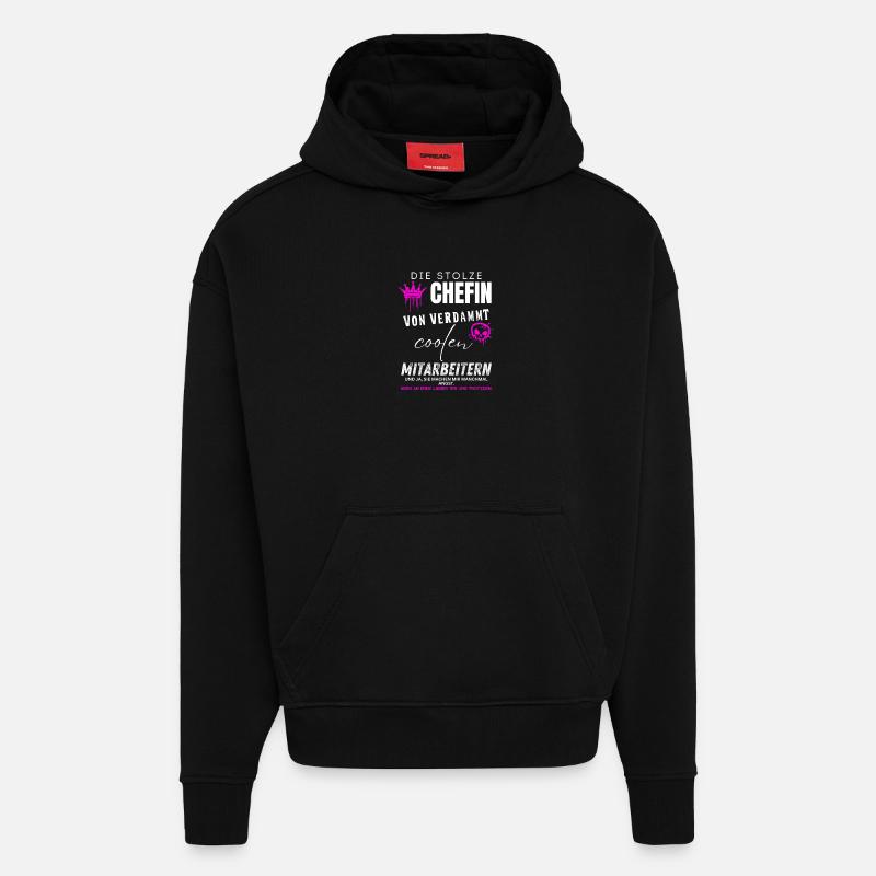 Fier patron d’employés vraiment cool - Sweat à capuche bio épais oversize fabriqué en UE - SOLID BLACK