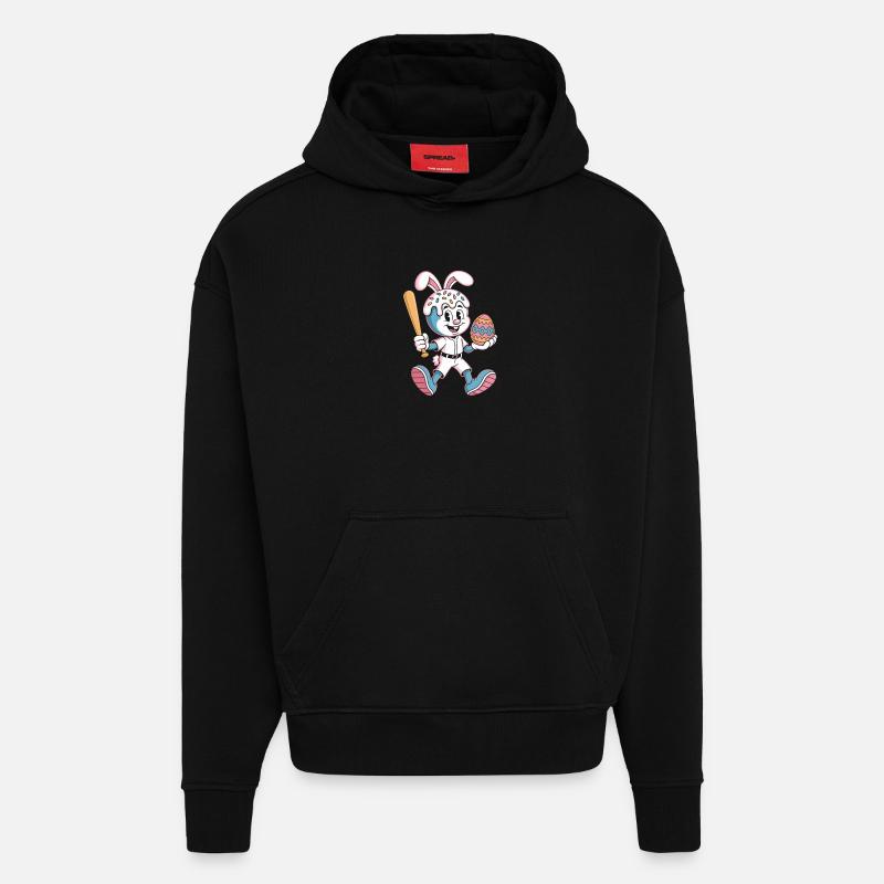 Hoppelhase avec œuf de Pâques - Sweat à capuche bio épais oversize fabriqué en UE - SOLID BLACK