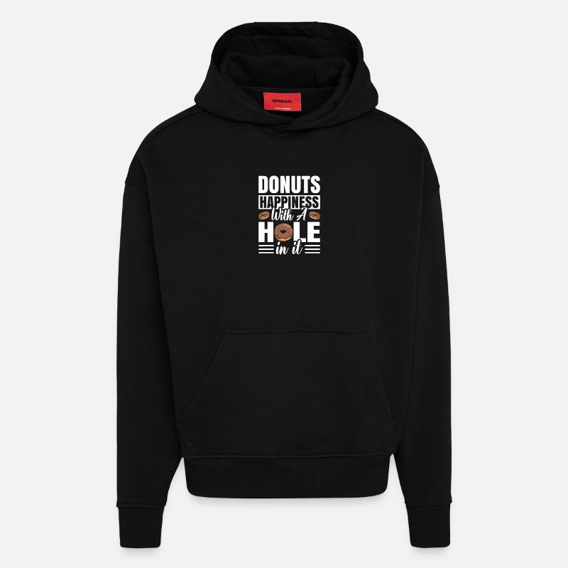 Restauration rapide en donuts - Sweat à capuche bio épais oversize fabriqué en UE - SOLID BLACK