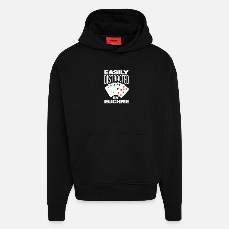 Easily distracted by Euchre - Hoodie- made by SPREAD - SOLID BLACK