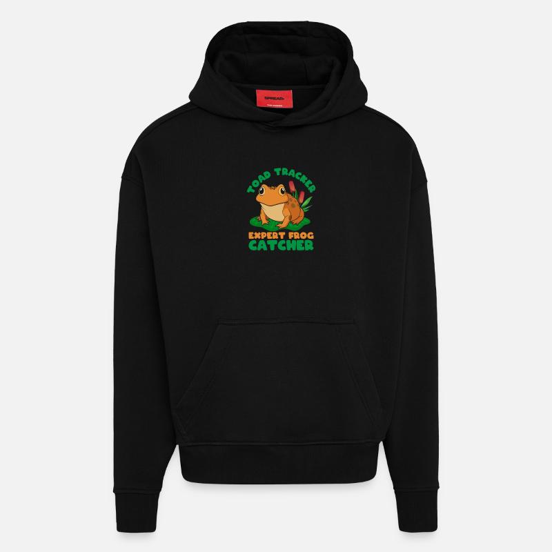 Frog Catcher Toad Tracker Expert Frog - Hoodie- made by SPREAD  - SOLID BLACK