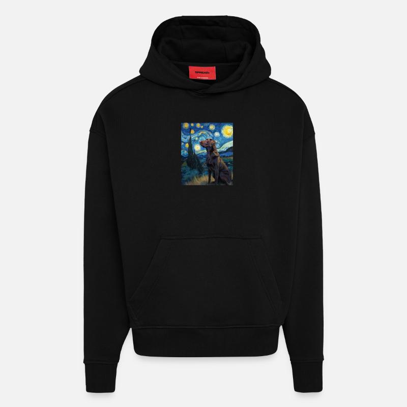 Labrador Retriever - Sweat à capuche bio épais oversize fabriqué en UE - SOLID BLACK
