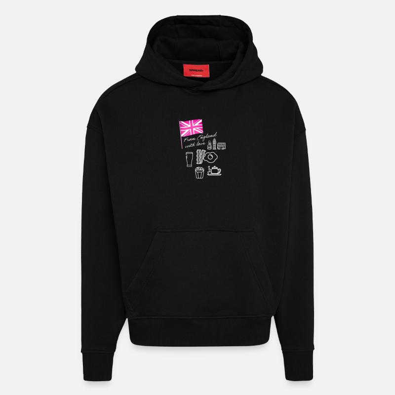 EXANGLIA (Rose + Blanc) - Sweat à capuche bio épais oversize fabriqué en UE - SOLID BLACK