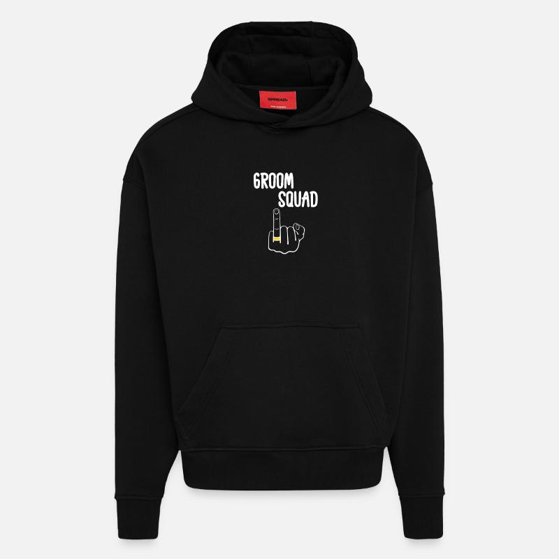 Escouade de Mariés Edgy - Sweat à capuche bio épais oversize fabriqué en UE - SOLID BLACK