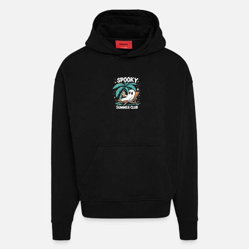 Été effrayant Halloween - Sweat à capuche bio épais oversize fabriqué en UE - SOLID BLACK