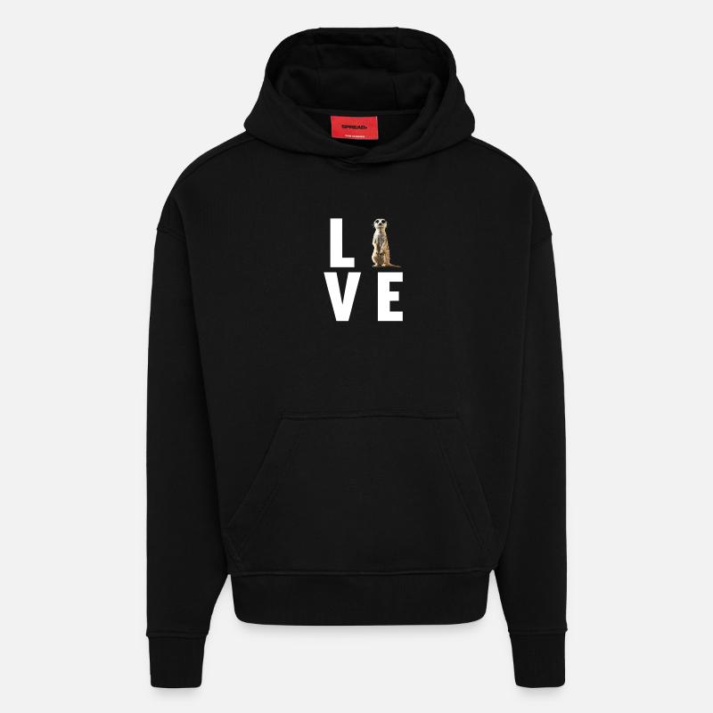 Suricate Erdmännchen - Sweat à capuche bio épais oversize fabriqué en UE - SOLID BLACK