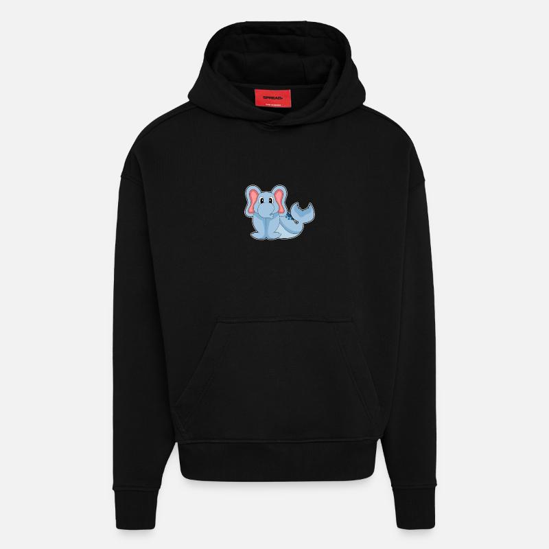 Eléphant de mer - Sweat à capuche bio épais oversize fabriqué en UE - SOLID BLACK