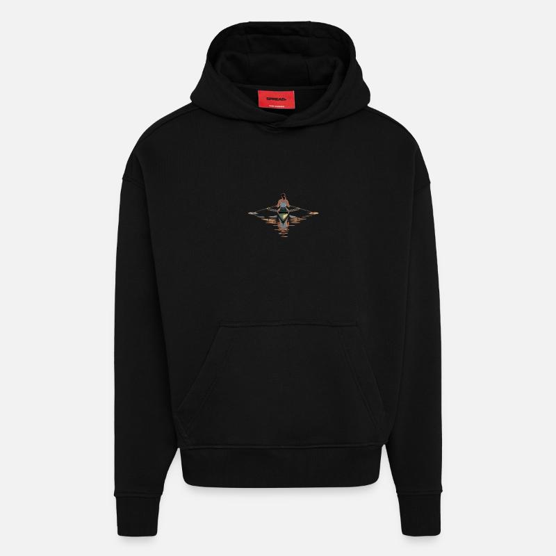 Fille ramant en solo - Sweat à capuche bio épais oversize fabriqué en UE - SOLID BLACK