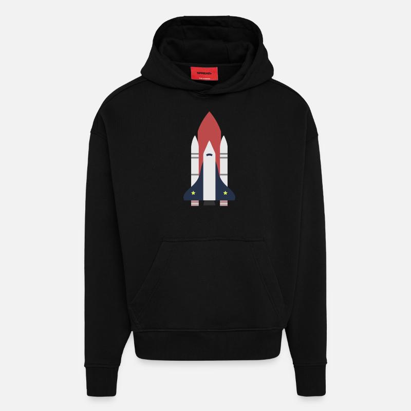 idée cadeau Rocket Space - Sweat à capuche bio épais oversize fabriqué en UE - SOLID BLACK