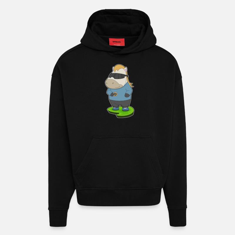 Beignet de cheval - Sweat à capuche bio épais oversize fabriqué en UE - SOLID BLACK