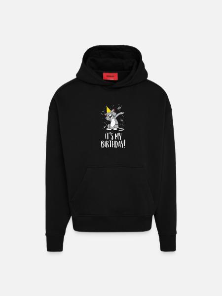 C'est mon anniversaire - Anniversaire et fête - Sweat à capuche bio épais oversize fabriqué en UE - SOLID BLACK