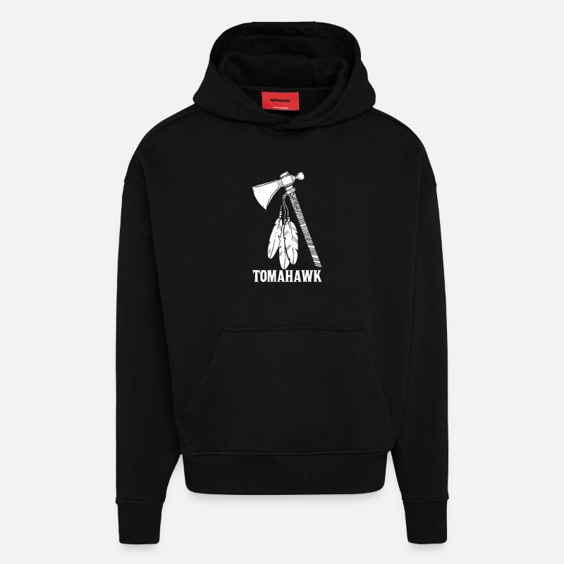 White Tomahawk - Hoodie- made by SPREAD  - SOLID BLACK