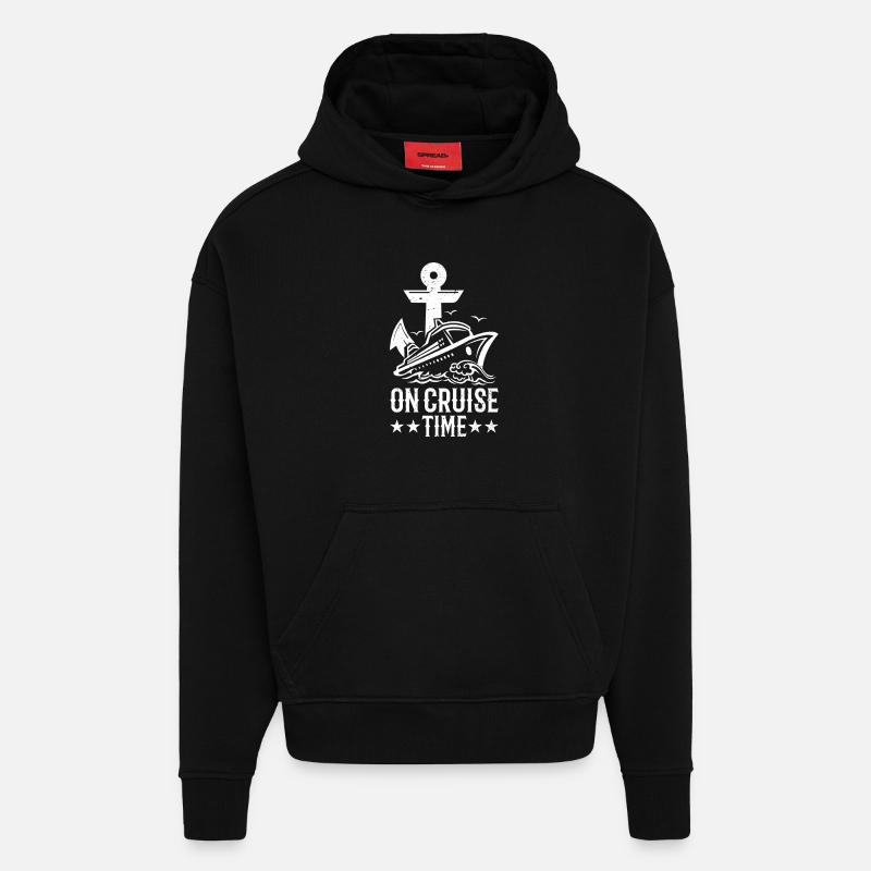 En croisière - Sweat à capuche bio épais oversize fabriqué en UE - SOLID BLACK