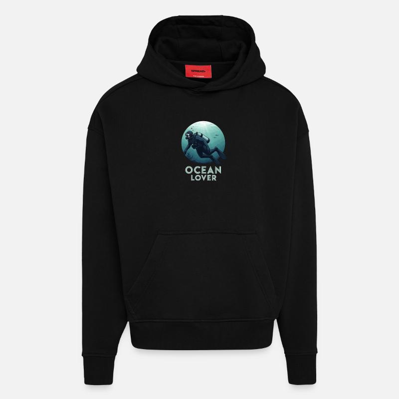 Ocean Lover Taucher - Hoodie- made by SPREAD  - SOLID BLACK