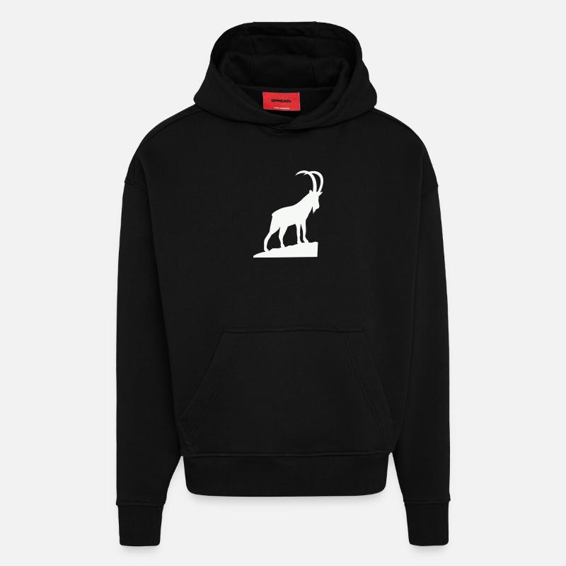 Alpine Bock Silhouette - Sweat à capuche bio épais oversize fabriqué en UE - SOLID BLACK
