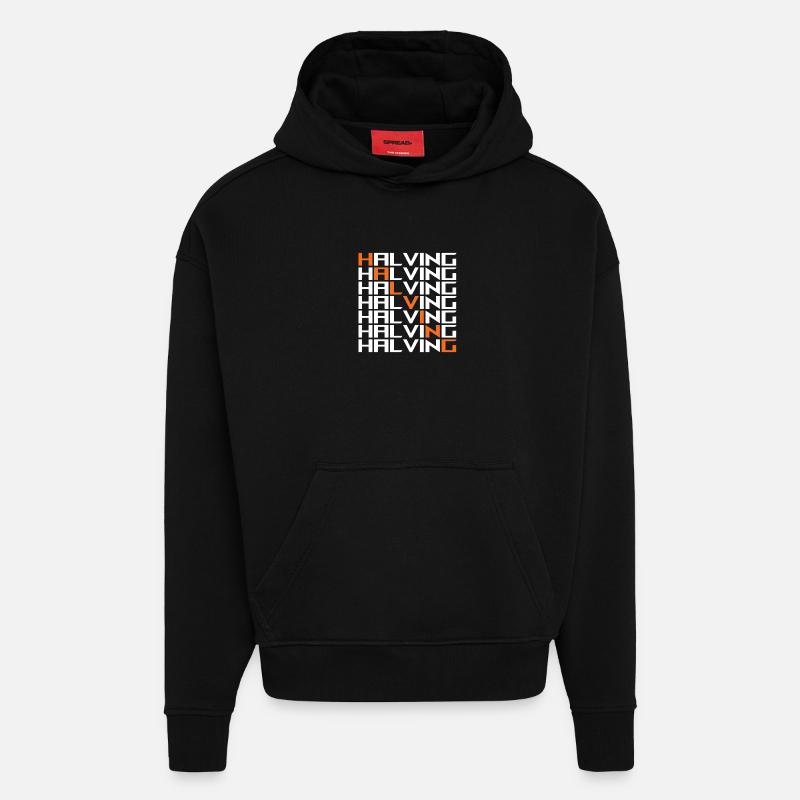Réduire de moitié Bitcoin - Sweat à capuche bio épais oversize fabriqué en UE - SOLID BLACK